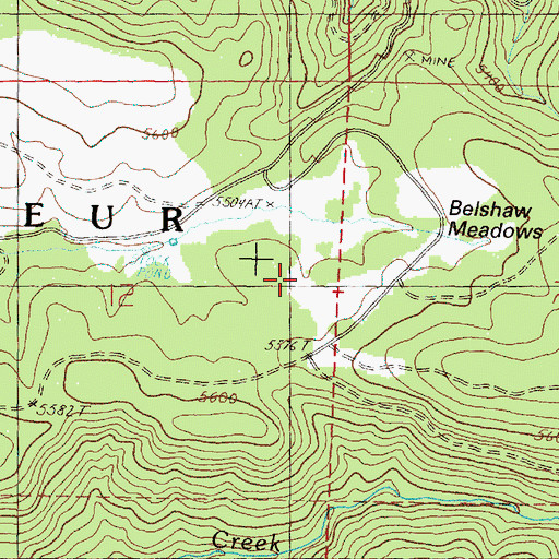 Topographic Map of Belshaw Meadows, OR