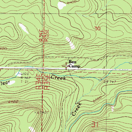 Topographic Map of Ben Camp, OR