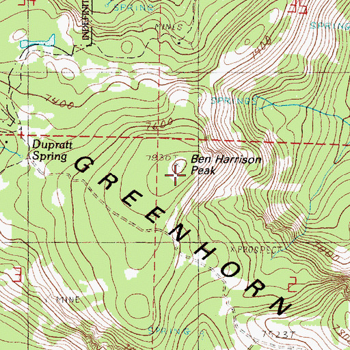 Topographic Map of Ben Harrison Peak, OR