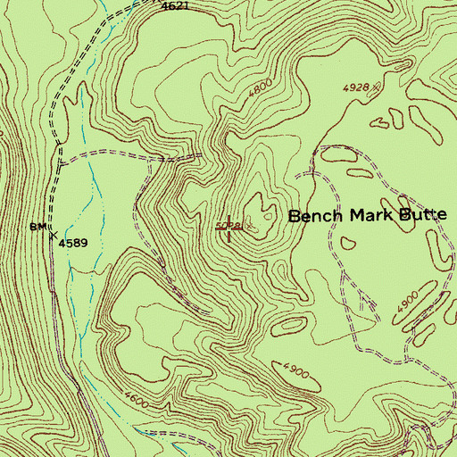 Topographic Map of Bench Mark Butte, OR