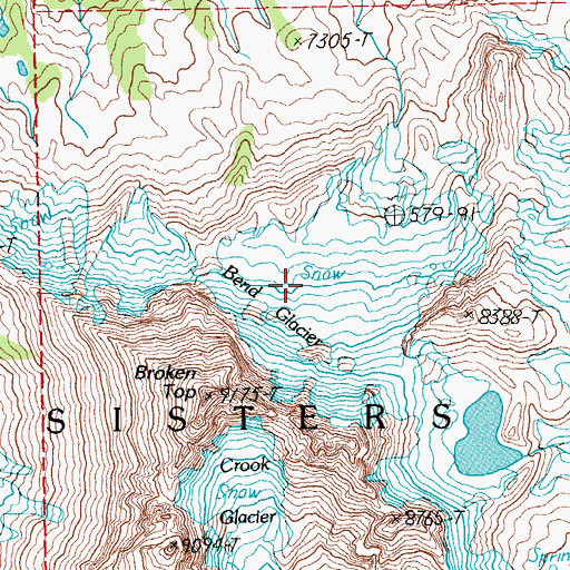 Topographic Map of Bend Glacier, OR