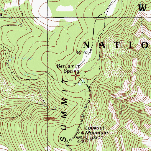 Topographic Map of Benjamin Spring, OR
