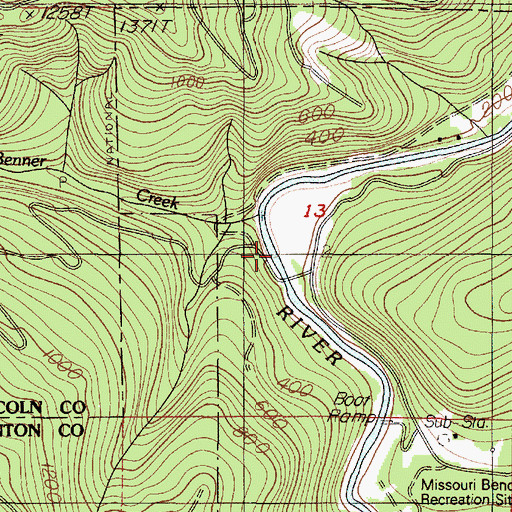 Topographic Map of Benner Creek, OR