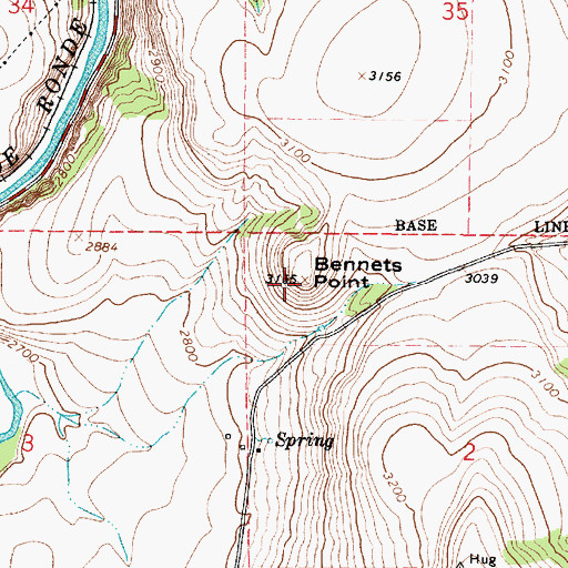 Topographic Map of Bennets Point, OR