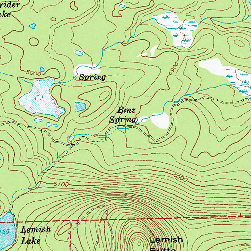Topographic Map of Benz Spring, OR