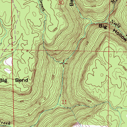 Topographic Map of Bee Branch, AL