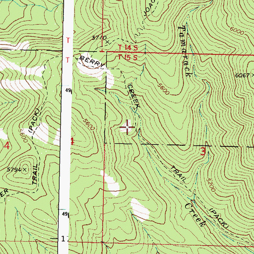 Topographic Map of Berry Creek Trail, OR