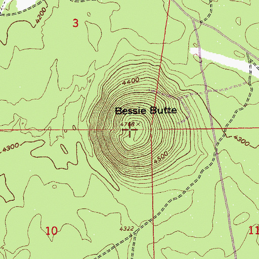 Topographic Map of Bessie Butte, OR