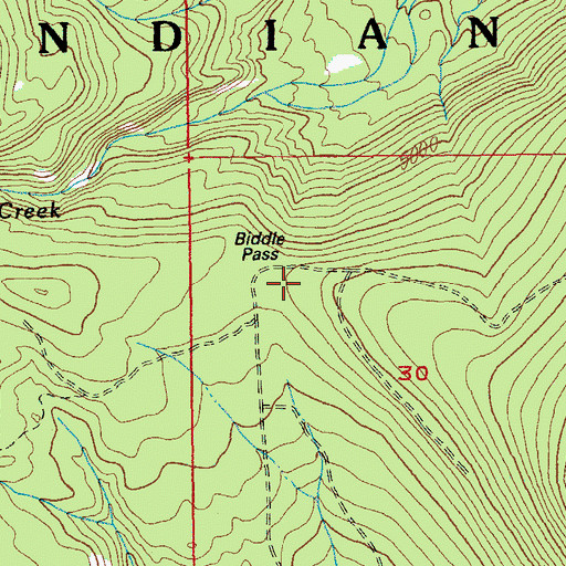 Topographic Map of Biddle Pass, OR