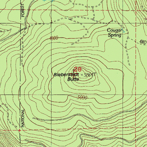Topographic Map of Bieberstedt Butte, OR