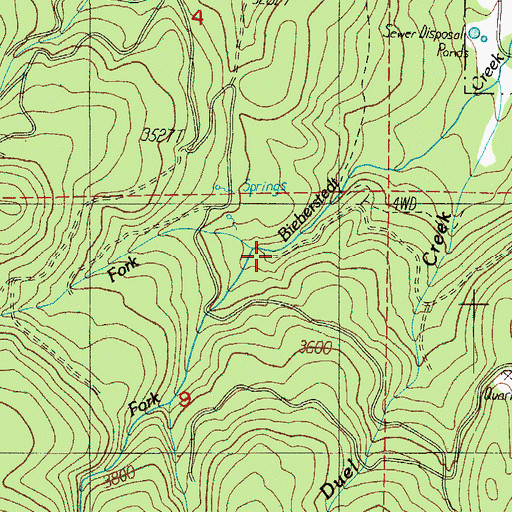 Topographic Map of Bieberstedt Creek, OR