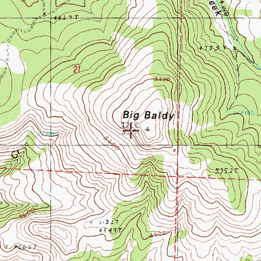 Topographic Map of Big Baldy, OR