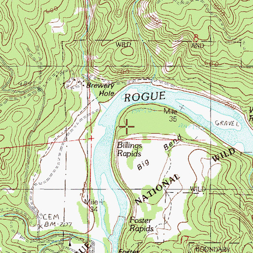 Topographic Map of Big Bend, OR
