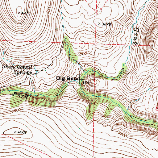 Topographic Map of Big Bend, OR