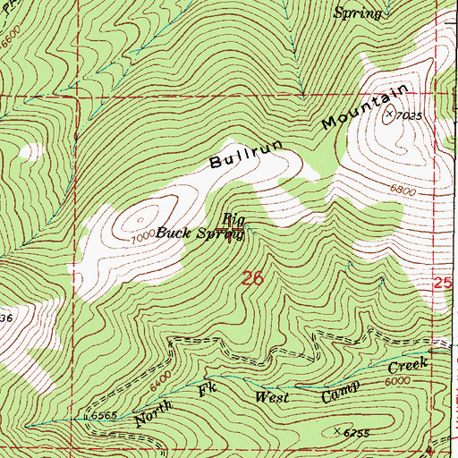 Topographic Map of Big Buck Spring, OR