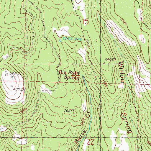 Topographic Map of Big Burn Spring, OR