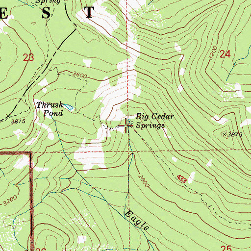 Topographic Map of Big Cedar Springs, OR