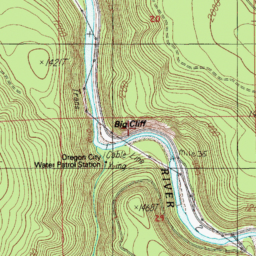 Topographic Map of Big Cliff, OR