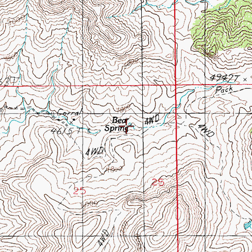 Topographic Map of Bear Spring, AZ