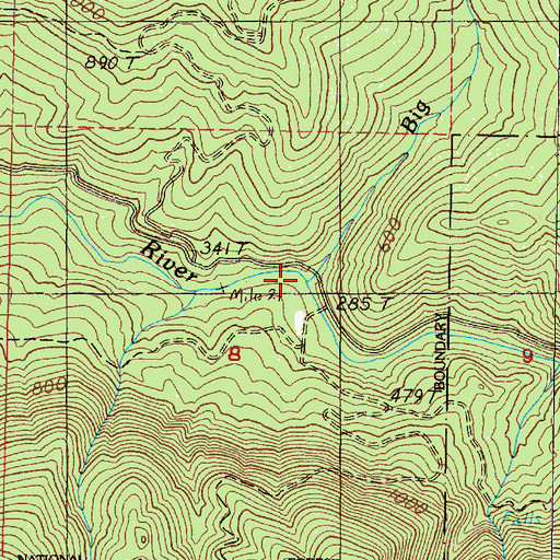 Topographic Map of Big Creek, OR