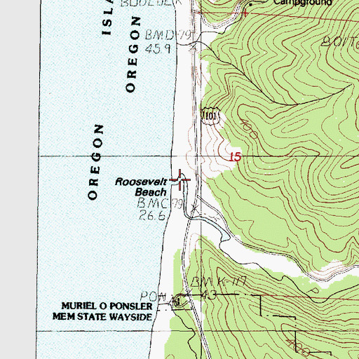 Topographic Map of Big Creek, OR