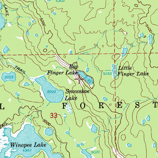 Topographic Map of Big Finger Lake, OR