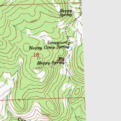 Topographic Map of Big Happy Spring, OR