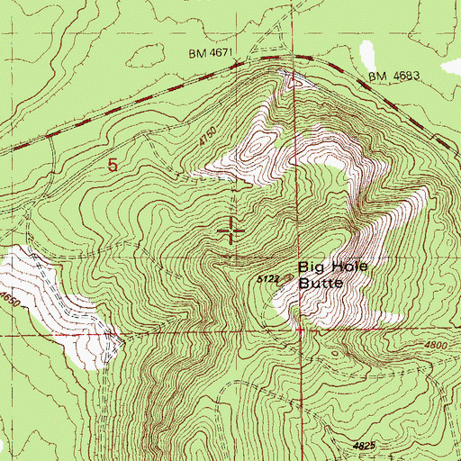 Topographic Map of Big Hole Butte, OR