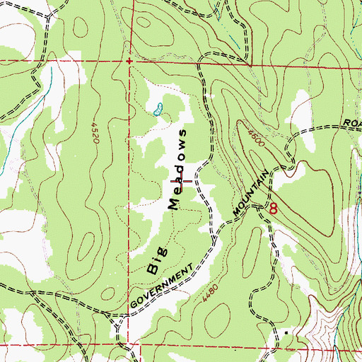 Topographic Map of Big Meadows, OR