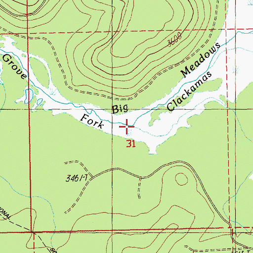 Topographic Map of Big Meadows, OR