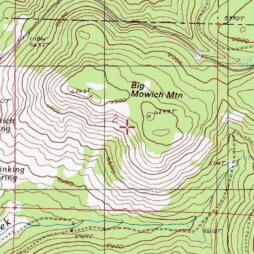 Topographic Map of Big Mowich Mountain, OR