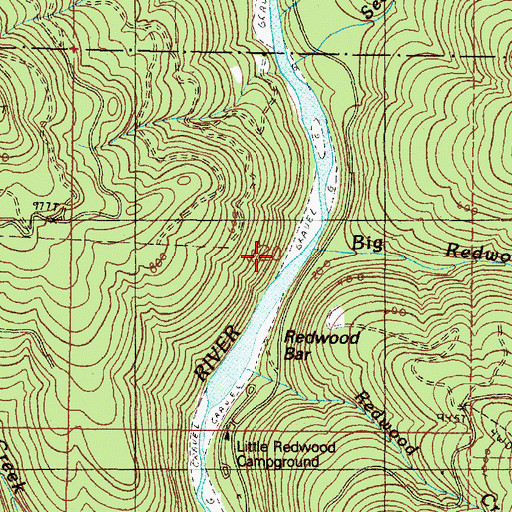 Topographic Map of Big Redwood Creek, OR