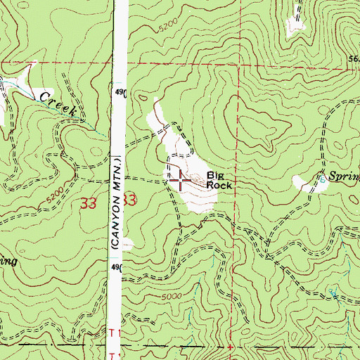 Topographic Map of Big Rock, OR