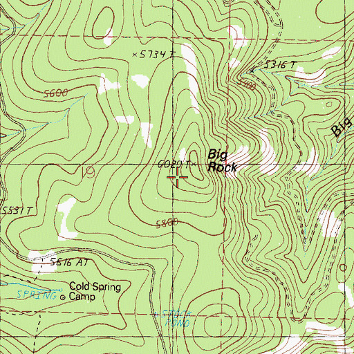 Topographic Map of Big Rock, OR