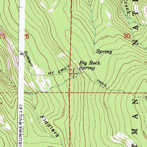 Topographic Map of Big Rock Spring, OR