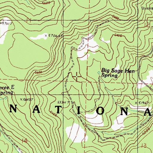 Topographic Map of Big Sage Hen Spring, OR