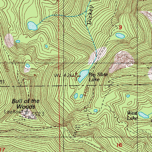 Topographic Map of Big Slide Lake, OR