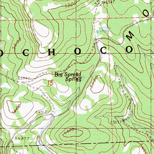 Topographic Map of Big Spread Spring, OR