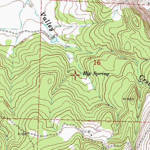 Topographic Map of Big Spring, OR