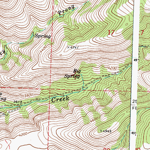 Topographic Map of Big Spring, OR