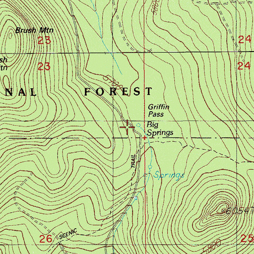 Topographic Map of Big Springs, OR