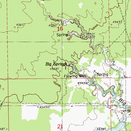 Topographic Map of Big Springs, OR