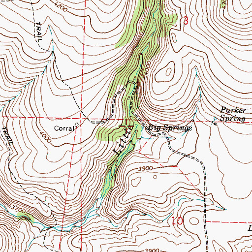 Topographic Map of Big Springs, OR