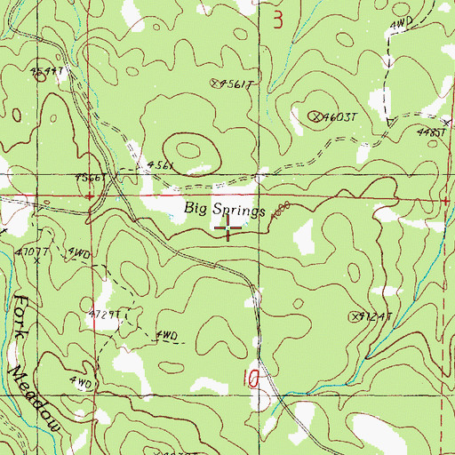 Topographic Map of Big Springs, OR