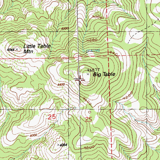 Topographic Map of Big Table, OR