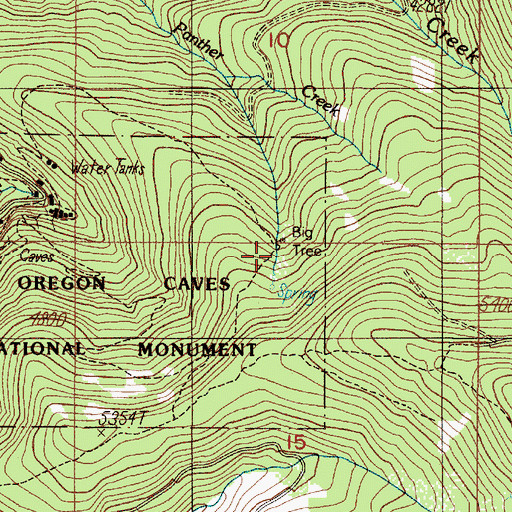Topographic Map of Big Tree, OR