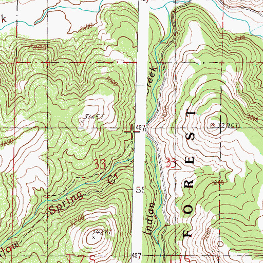 Topographic Map of Big Willow Spring Creek, OR
