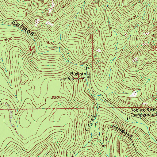 Topographic Map of Bighorn Campground, OR