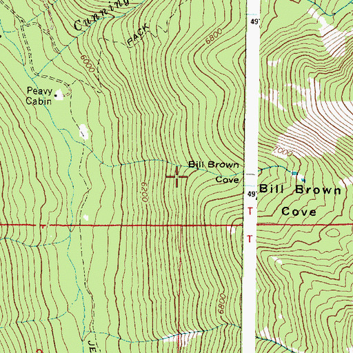 Topographic Map of Bill Brown Cove, OR
