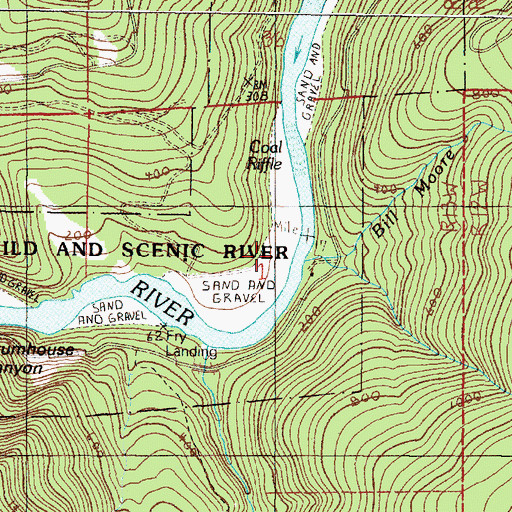 Topographic Map of Bill Moore Creek, OR